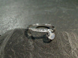 Size 7 Moonstone, Rhodium Plated Sterling Silver Ring