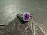 Size 9 Amethyst, CZ, Sterling Silver Ring