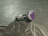 Size 7 Amethyst, CZ, Sterling Silver Ring