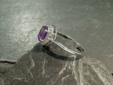 Size 8 Amethyst, CZ, Sterling Silver Ring