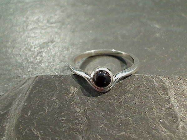 Size 8 Black Onyx, Sterling Silver Ring