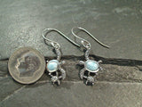 Larimar, Sterling Silver Sea Turtles Earrings
