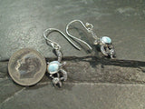 Larimar, Sterling Silver Sea Turtles Earrings