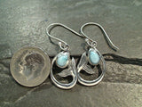 Larimar, Sterling Silver Mermaid Tail Earrings