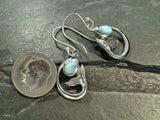 Larimar, Sterling Silver Mermaid Tail Earrings