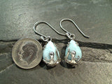 Larimar, Sterling Silver Octopus Earrings