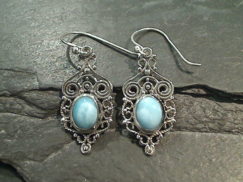 Larimar, Sterling Silver Earrings