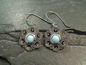 Larimar, Sterling Silver Earrings
