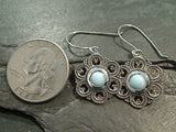 Larimar, Sterling Silver Earrings