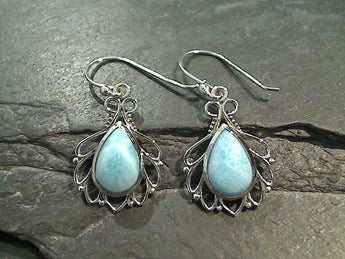Larimar, Sterling Silver Earrings