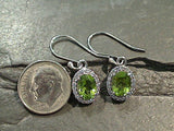 Peridot, CZ, Rhodium Plated Sterling Silver Earrings