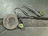 Peridot, Rhodium Plated Sterling Silver Small Earrings