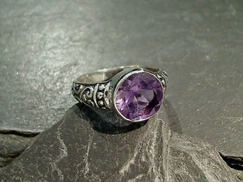 Size 8 Amethyst, Sterling Silver Ring