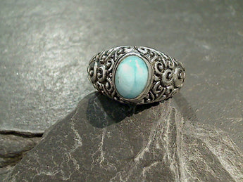 Size 10 Larimar, Sterling Silver Ring