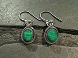 Malachite, Sterling Silver Small Earrings