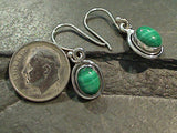 Malachite, Sterling Silver Small Earrings