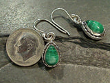 Malachite, Sterling Silver Small Earrings