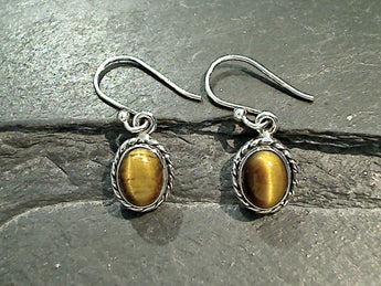 Tiger's Eye, Sterling Silver Small Earrings