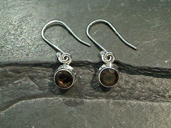 Smokey Quartz, Sterling Silver Small Earrings