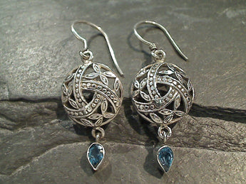 Blue Topaz, Sterling Silver Earrings