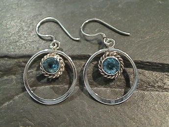 Blue Topaz, Sterling Silver Earrings