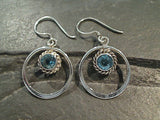 Blue Topaz, Sterling Silver Earrings