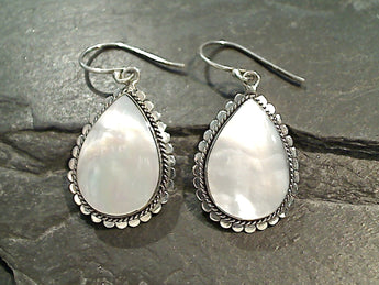 Mother of Pearl, Sterling Silver Earrings