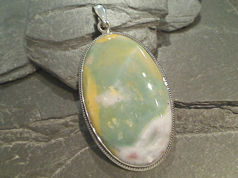 Dinosaur Agate, Sterling Silver Large Pendant