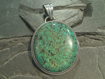 Turquoise, Sterling Silver Large Pendant