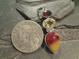 Mookaite Jasper, Citrine, Garnet, Sterling Silver Pendant