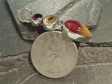 Mookaite Jasper, Citrine, Garnet, Sterling Silver Pendant