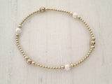 Pearl, 14kt Gold Filled Stretch Bracelet - Style 2 Small