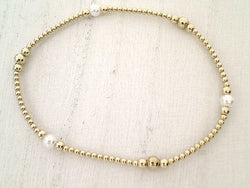 Pearl, 14kt Gold Filled Stretch Bracelet - Style 2 Medium