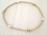 Pearl, 14kt Gold Filled Stretch Bracelet - Style 2 Medium