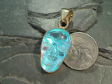 Glossy Blue Luminite, Alchemia Small Skull Pendant