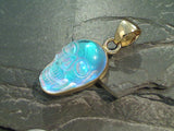 Glossy Blue Luminite, Alchemia Small Skull Pendant