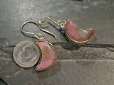 Rhodonite, Alchemia Crescent Moon Earrings