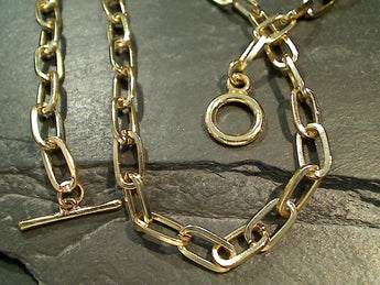36" Gold Tone 6.5mm Paper Clip Chain - Toggle Clasp