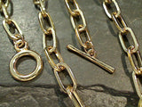 36" Gold Tone 6.5mm Paper Clip Chain - Toggle Clasp