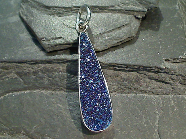 Blue / Purple Druzy, Fine Sterling Silver Pendant