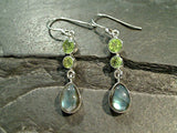 Labradorite, Peridot, Sterling Silver Earrings