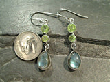 Labradorite, Peridot, Sterling Silver Earrings