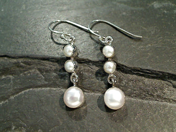 Pearl, Sterling Silver Earrings