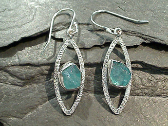 Rough Apatite, Sterling Silver Earrings
