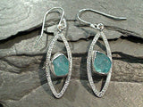 Rough Apatite, Sterling Silver Earrings