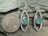 Rough Apatite, Sterling Silver Earrings