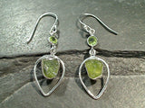 Rough Peridot, Peridot, Sterling Silver Earrings