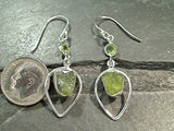 Rough Peridot, Peridot, Sterling Silver Earrings