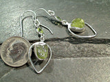 Rough Peridot, Peridot, Sterling Silver Earrings