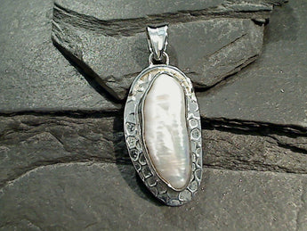 Biwa Pearl, Sterling Silver Pendant